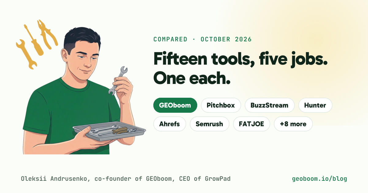 Fifteen tools, five jobs. One each.
